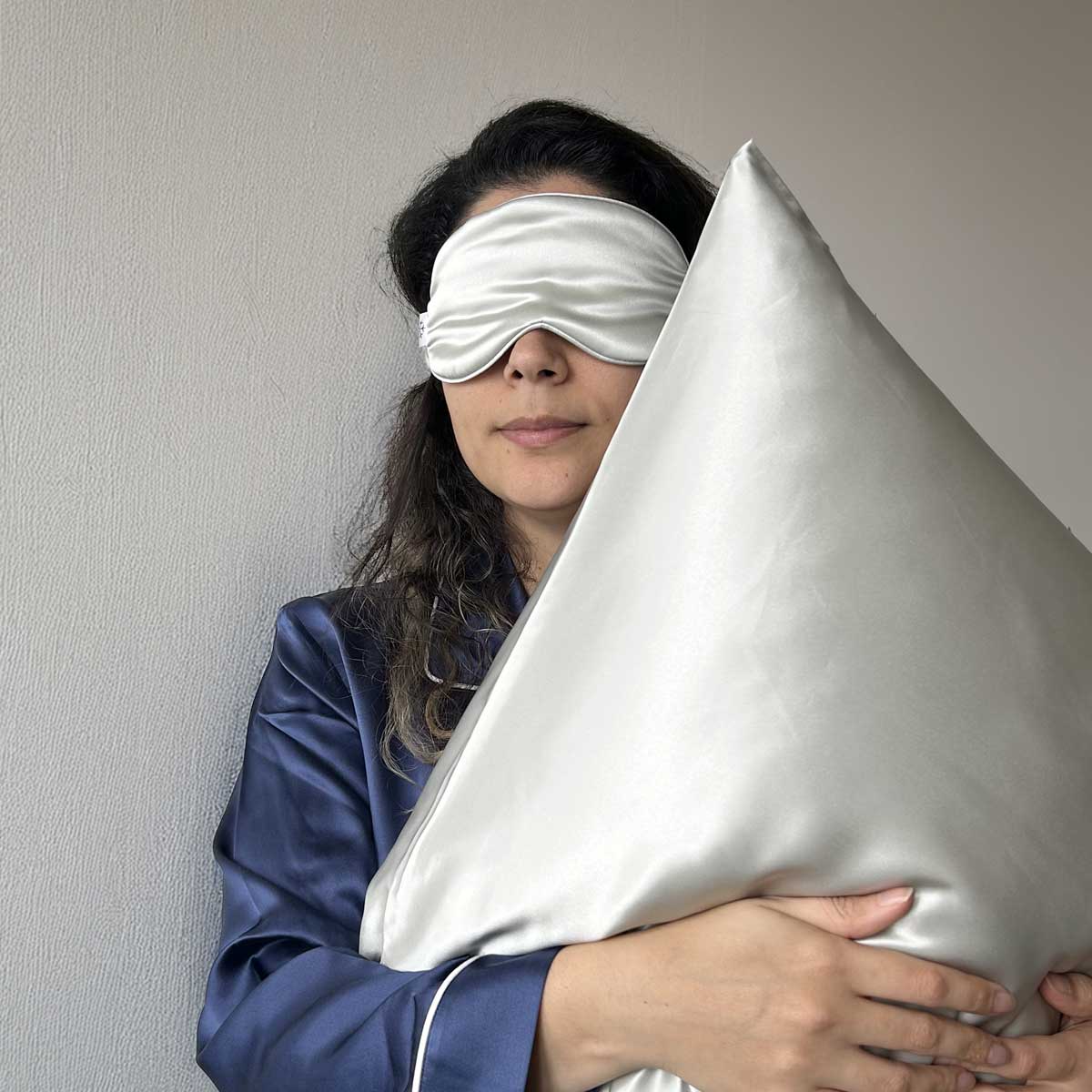 Taie d'oreiller - 100% soie de mûrier #Couleur_GRIS PERLE
