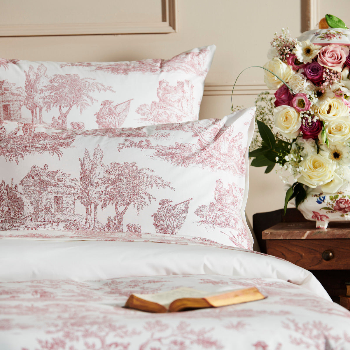 Drap plat Tendresse - Percale de coton #Couleur_BORDEAUX