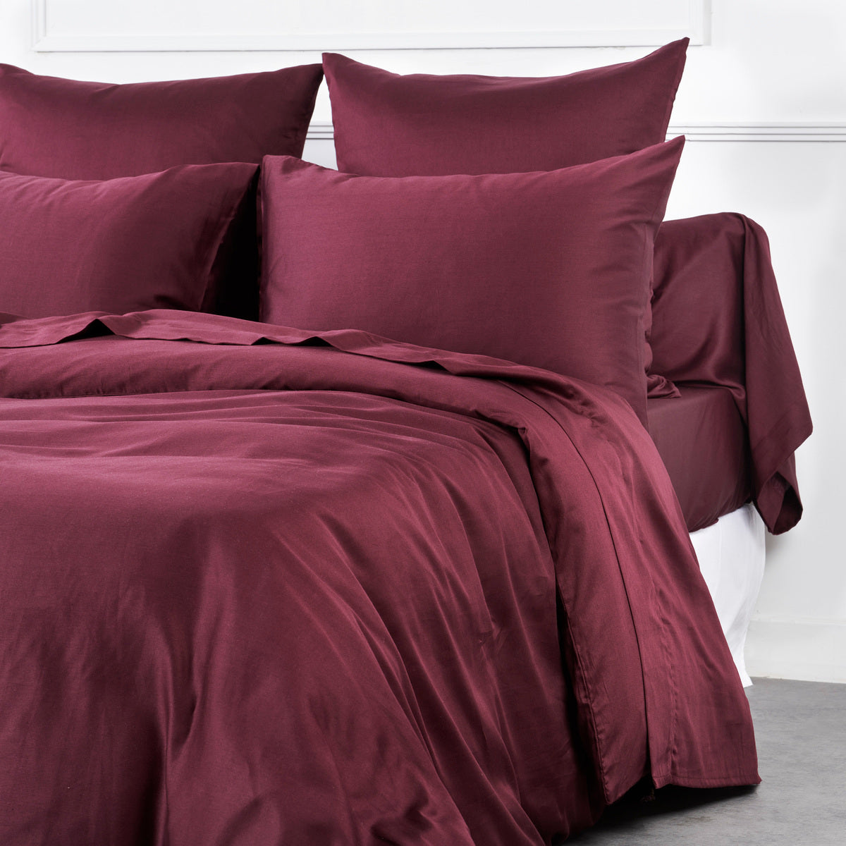 Drap plat Douce Nuit - Satin de coton #Couleur_PRUNE