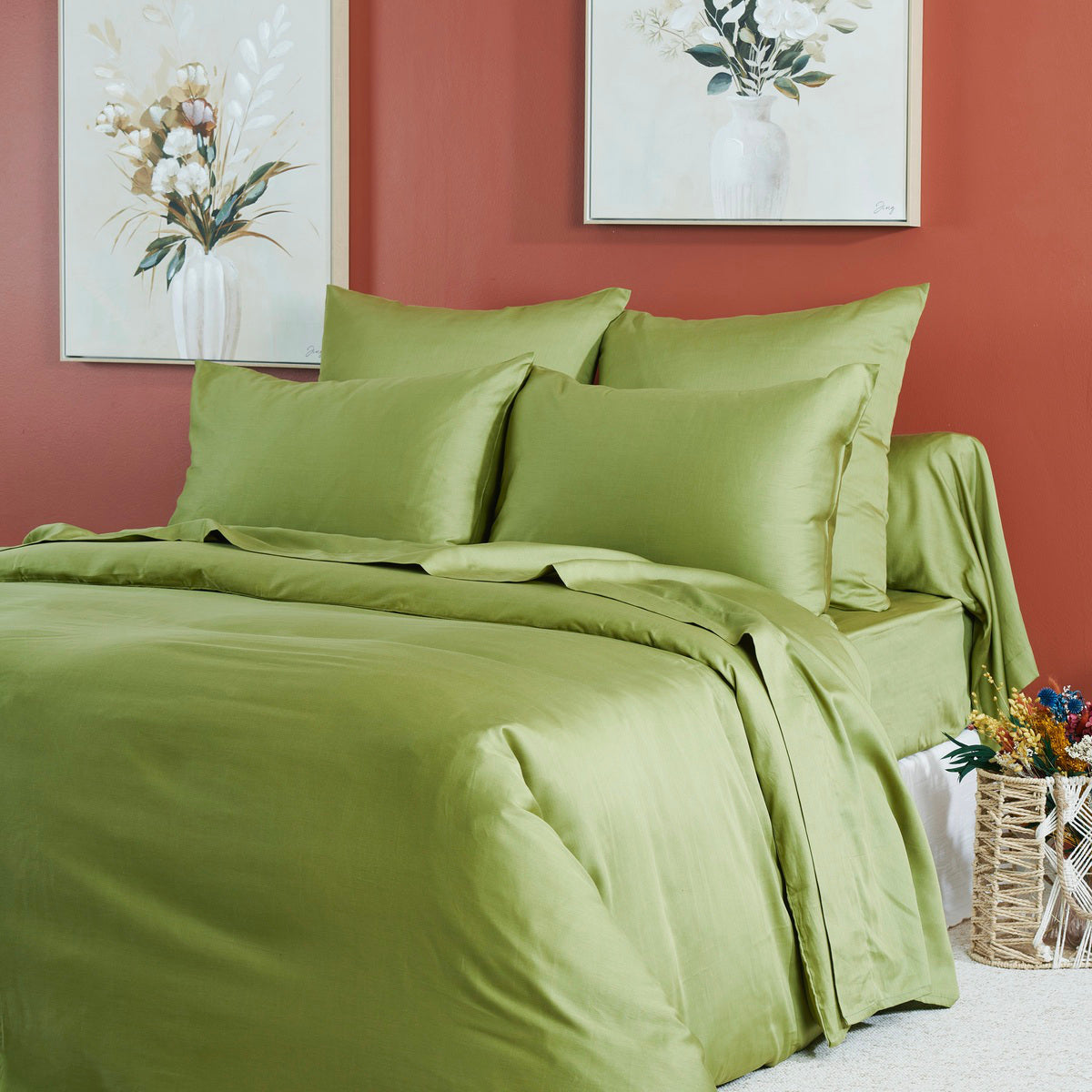 Housse de couette Douce Nuit - Satin de coton #Couleur_OLIVE