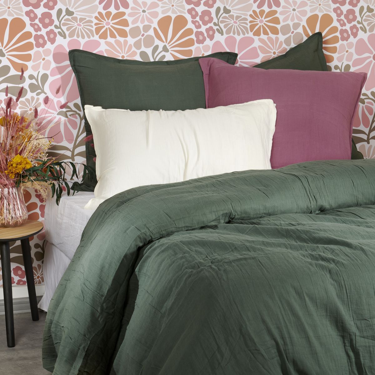 Taie de traversin - Gaze de Coton #Couleur_VERT SAPIN