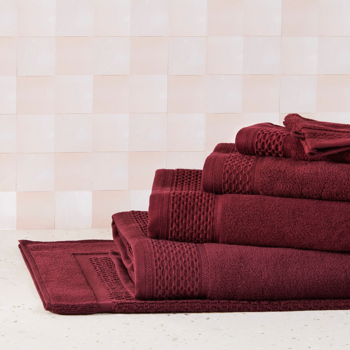 Serviette invité - Coton Zero Twist 500g/m² #Couleur_PRUNE