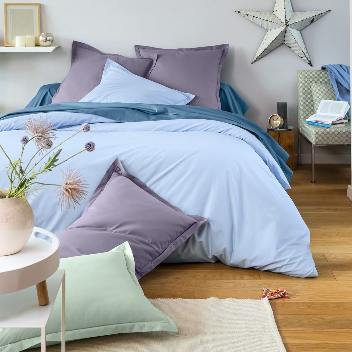 Taie de traversin - Uni Percale de coton #Couleur_CELADON