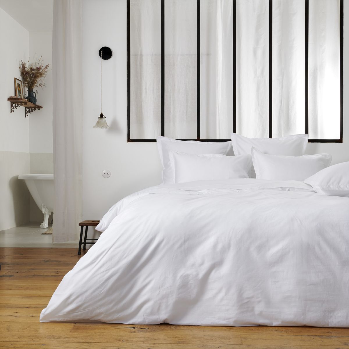 Drap plat Opium - Satin de coton #Couleur_BLANC-NV