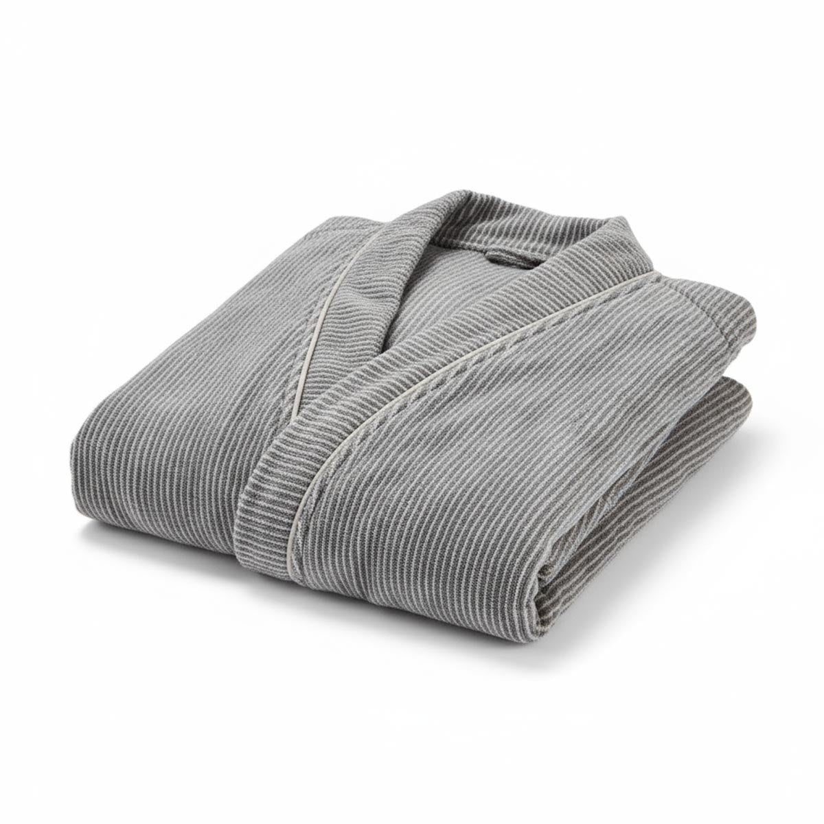 Peignoir Rayé - Éponge et Velours 380g/m² #Couleur_GRIS/LIN