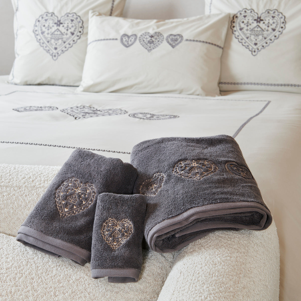Gant de toilette Nuit au Chalet - Coton 600g/m² #Couleur_CRAIE