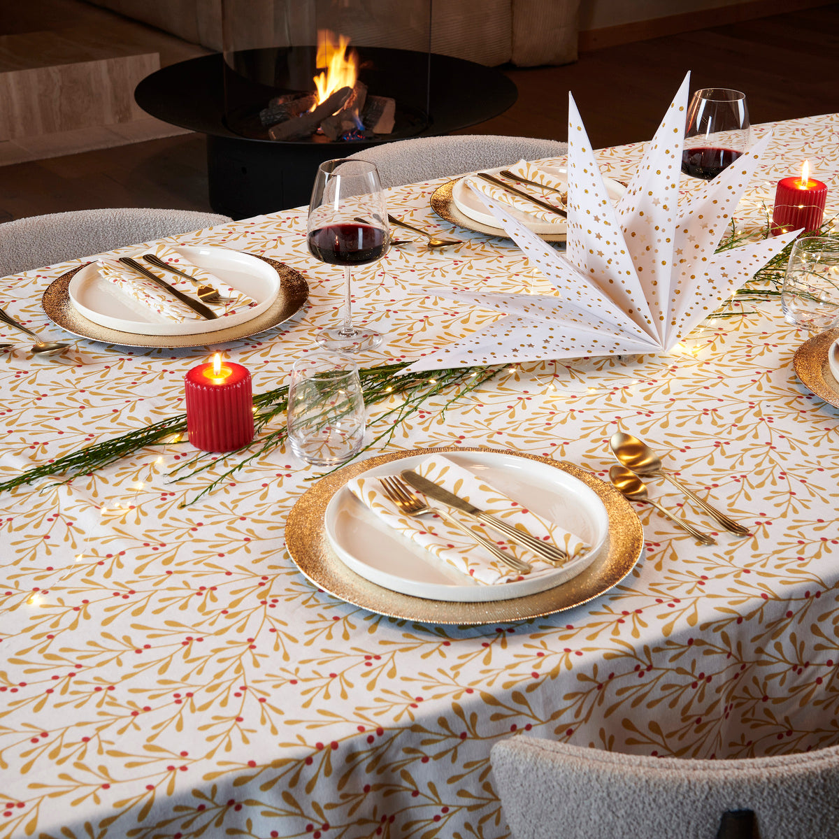 Lot de 2 Serviettes de table Gui D'or - 100% Coton