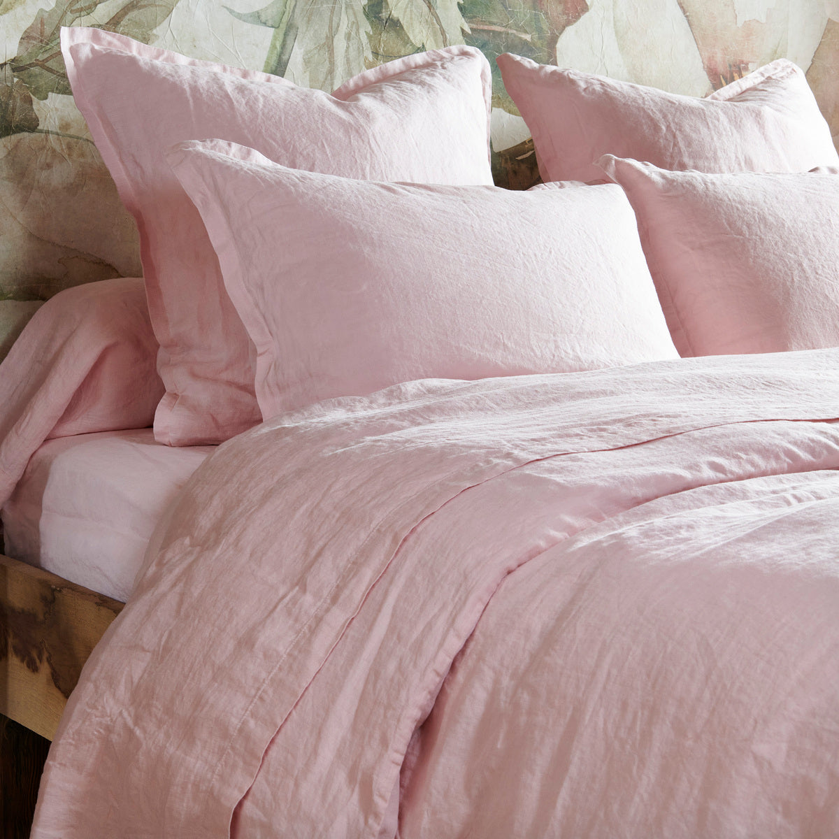 Drap housse - Uni Lin Lave #Couleur_ROSE PETALE