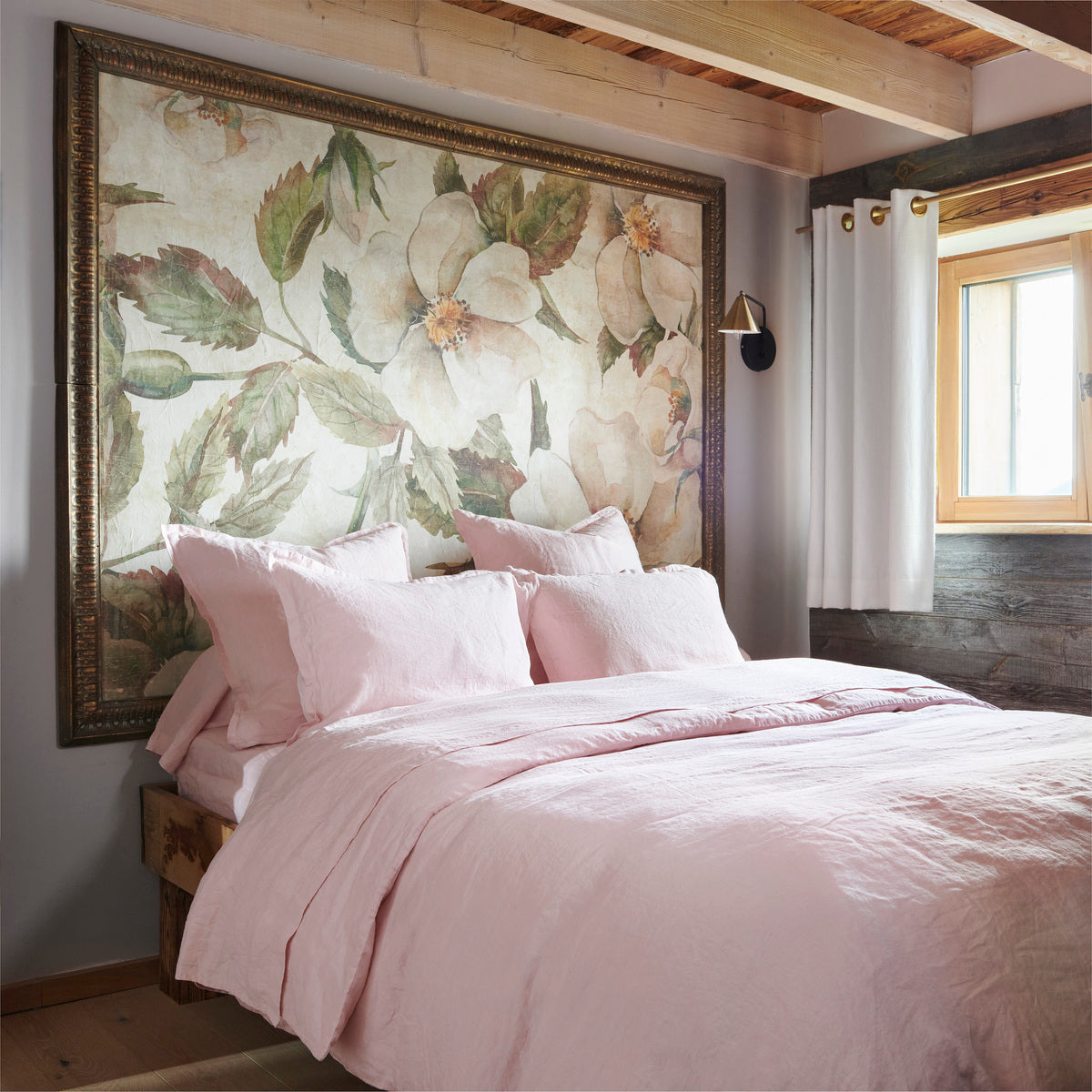 Housse de couette - Uni Lin Lave #Couleur_ROSE PETALE