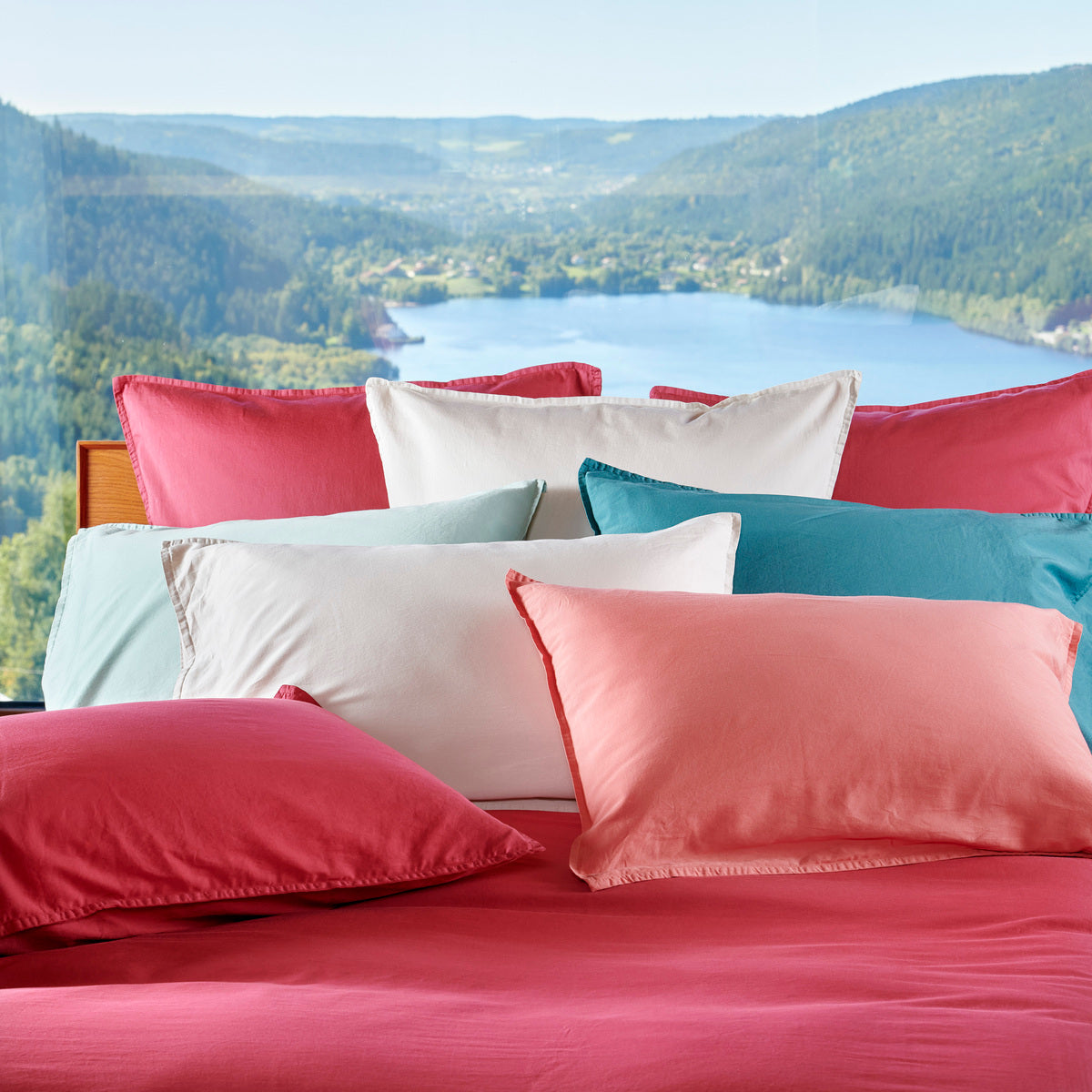 Taie d'oreiller unie - Satin Lavé 110 fils/cm²