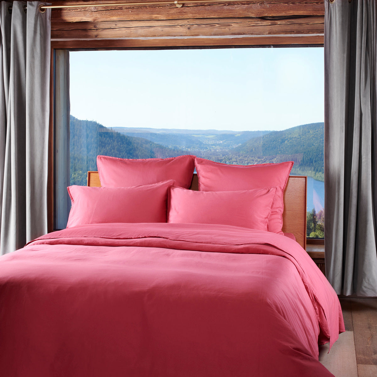 Housse de couette - Satin Lavé #Couleur_FRAMBOISE