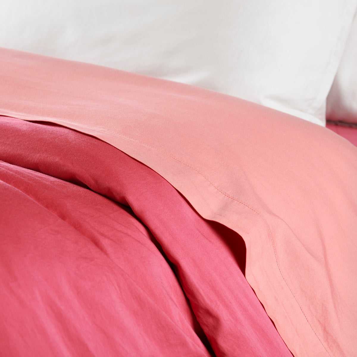 Housse de couette - Satin Lavé #Couleur_FRAMBOISE