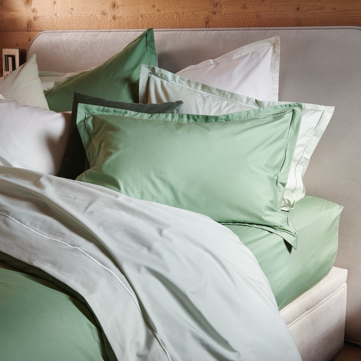 Taie de traversin - Uni Percale de coton #Couleur_FOUGERE