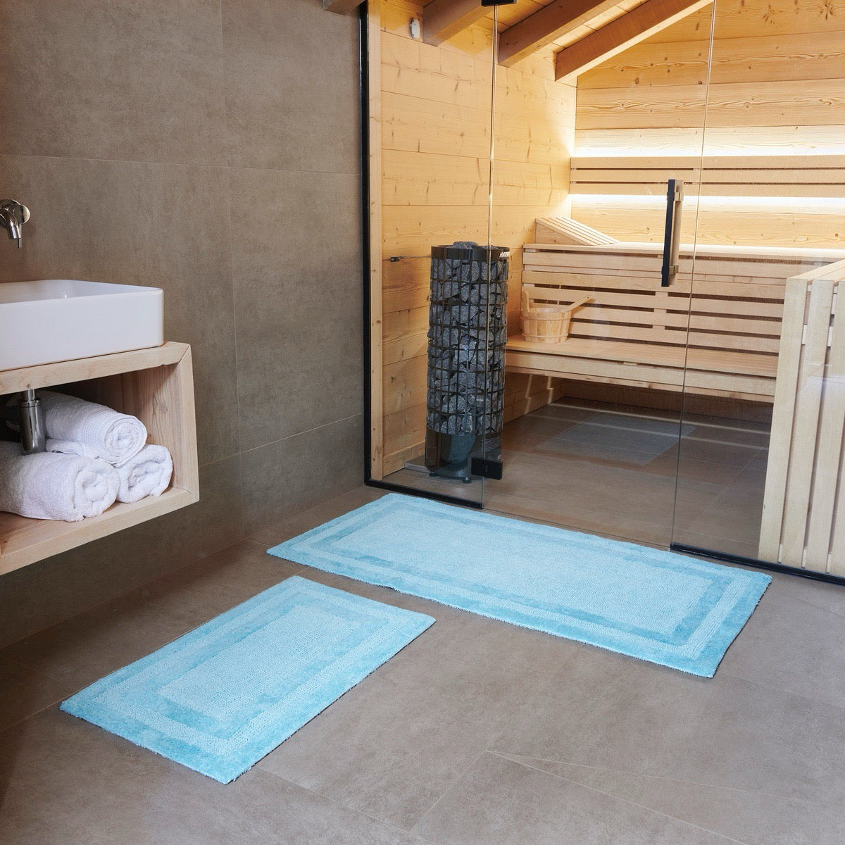 Tapis de bain réversible Zéphyr - Coton 2400g/m² #Couleur_MENTHE FRAICHE