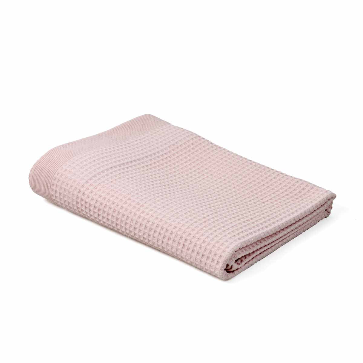Drap de bain nid d’abeille 70x140 & 100x150 – Épure - Rose #Couleur_ROSE PALE