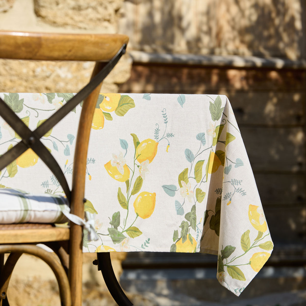 Nappe Jardin d’Agrumes zoom – ambiance méditerranéenne avec citrons