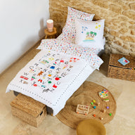Parure de lit enfant abécédaire douce aquarelle