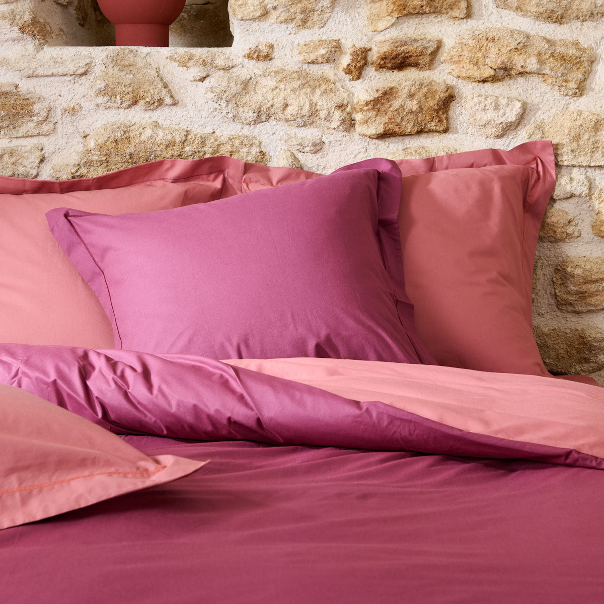 Taie Duo Coton canyon / terre rouge – harmonie chaleureuse #Couleur_TERRE ROUGE