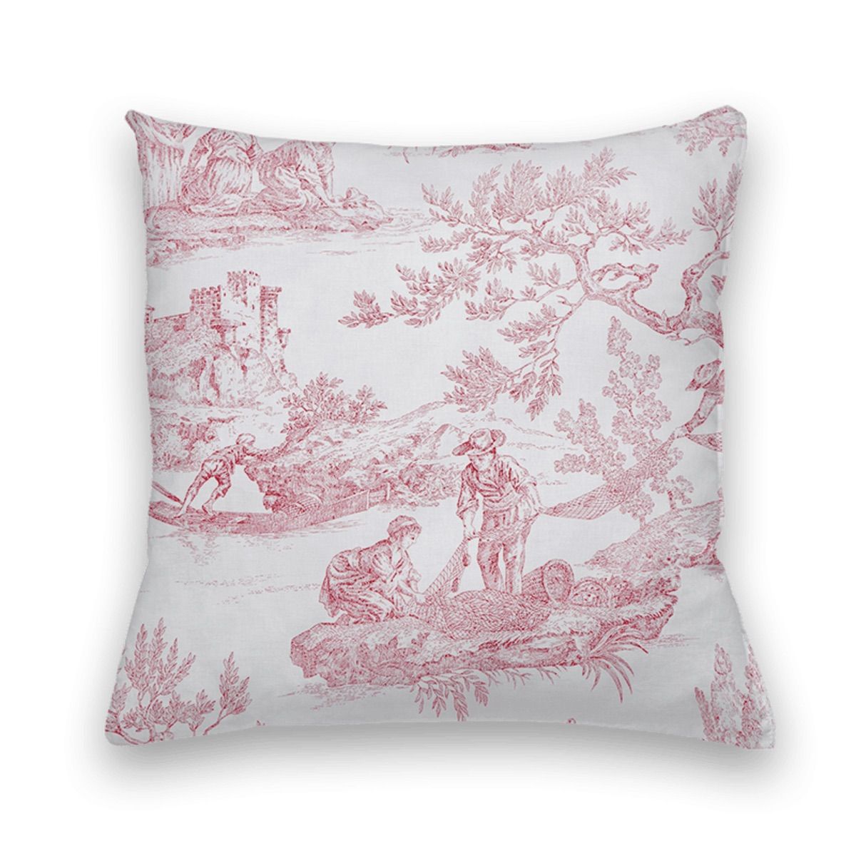 Taie d'oreiller Tendresse - Percale de coton #Couleur_BORDEAUX/NATUREL