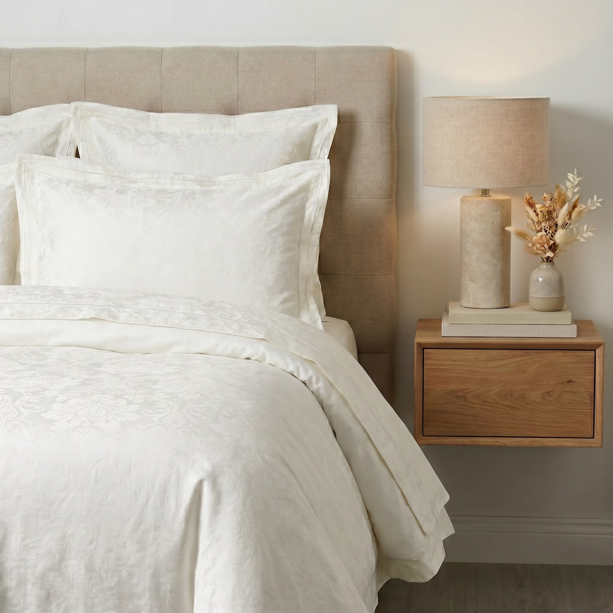 Housse de couette Charme - Satin de coton #Couleur_IVOIRE