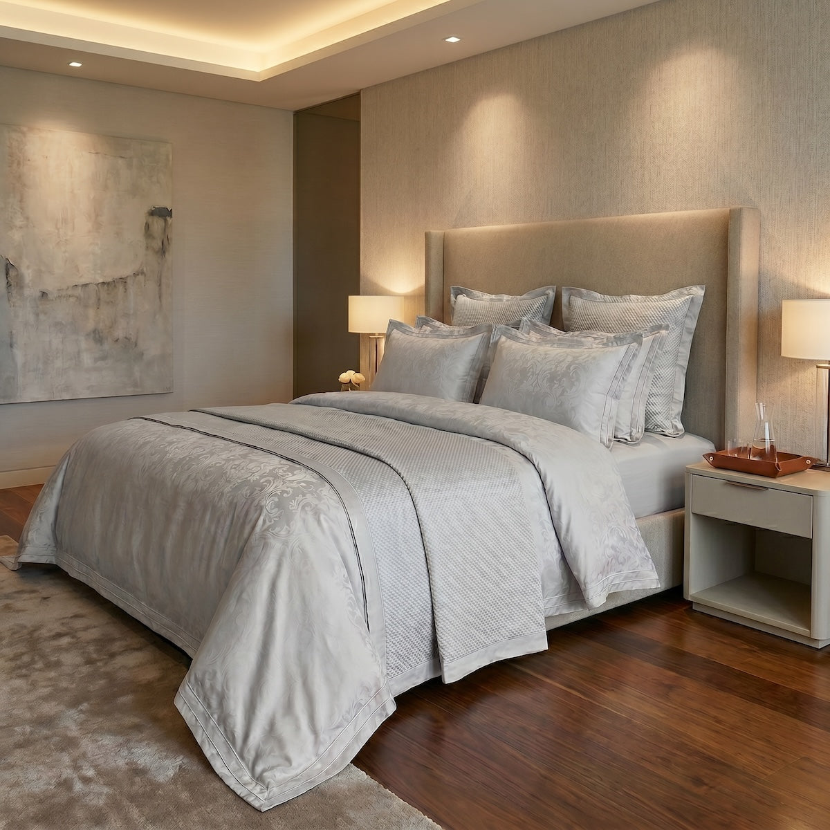 Drap plat Charme - Satin de coton #Couleur_GRIS PERLE