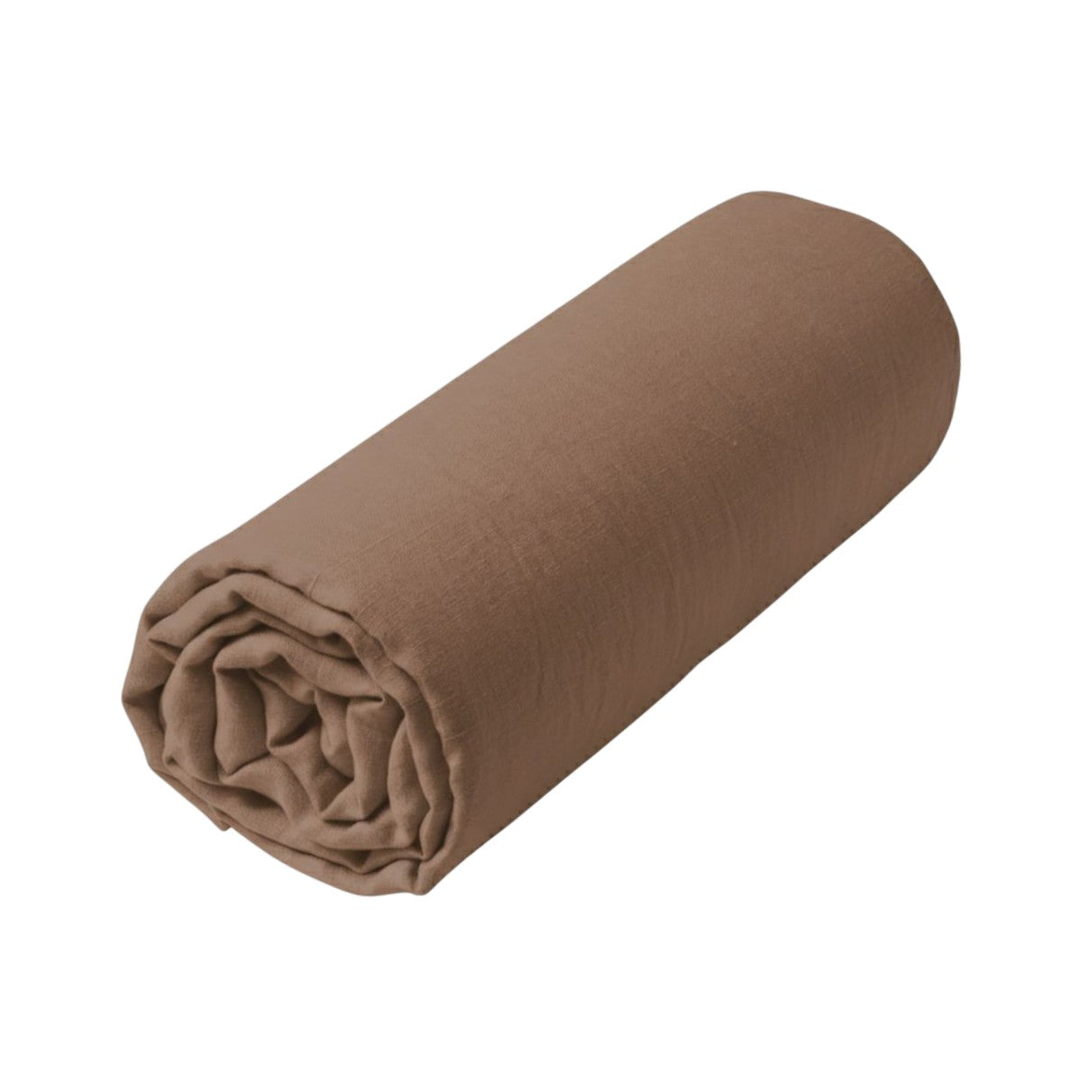 Drap housse - Uni Lin Lave #Couleur_CAPPUCCINO