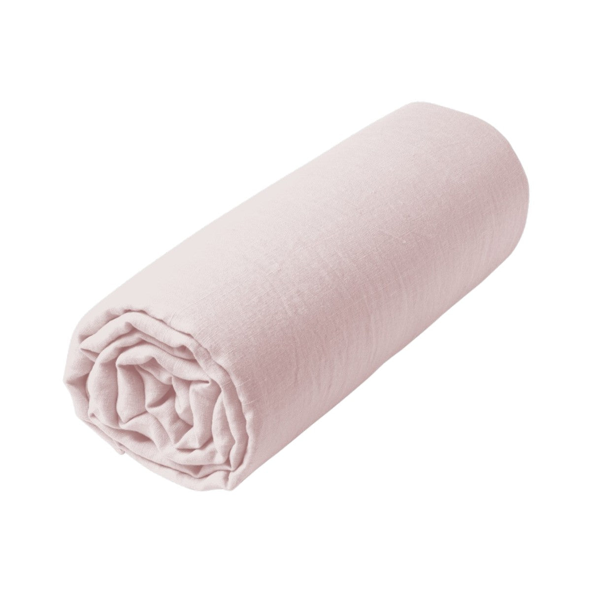 Drap housse - Uni Lin Lave #Couleur_ROSE PETALE