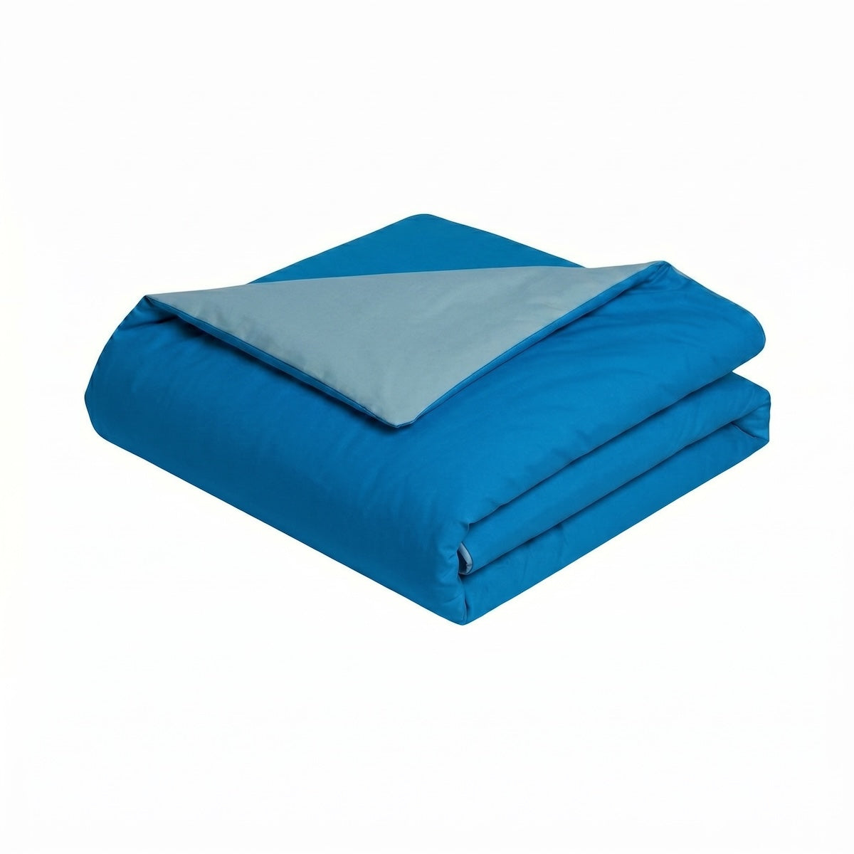 Housse de couette bicolore Duo Coton - Coton 57 fils #Couleur_PETROLE/BLEU FUME