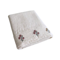Drap plat Néroli en triple gaze de coton avec parement brodé