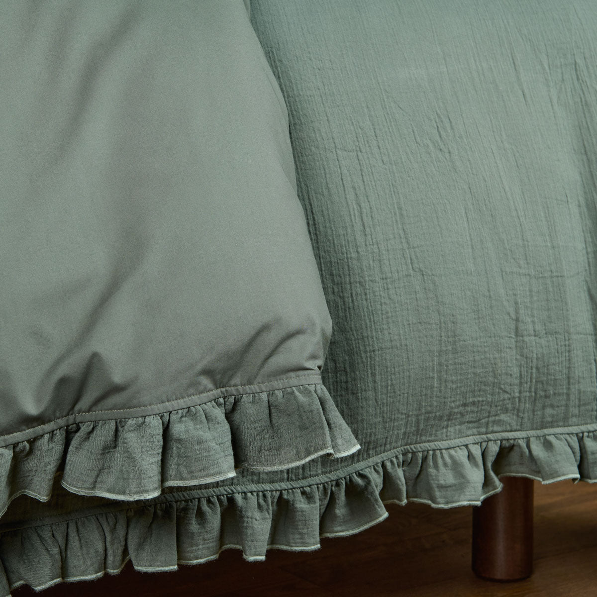 Housse de couette Entre Deux en gaze de coton et percale de coton #Couleur_VERT SAPIN