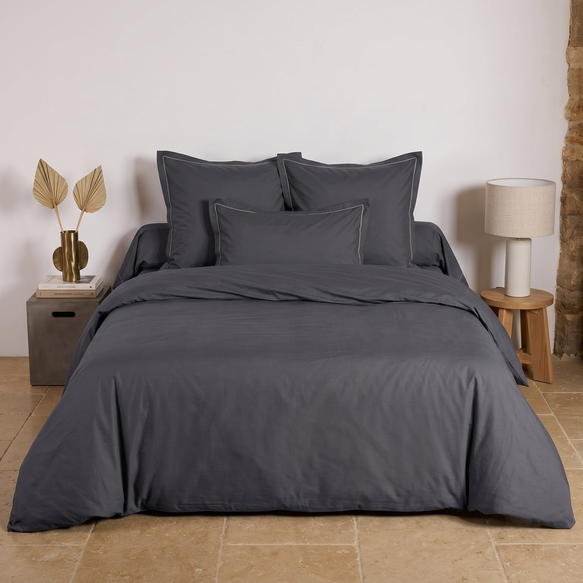 Housse de couette - Uni Percale de coton #Couleur_ANTHRACITE