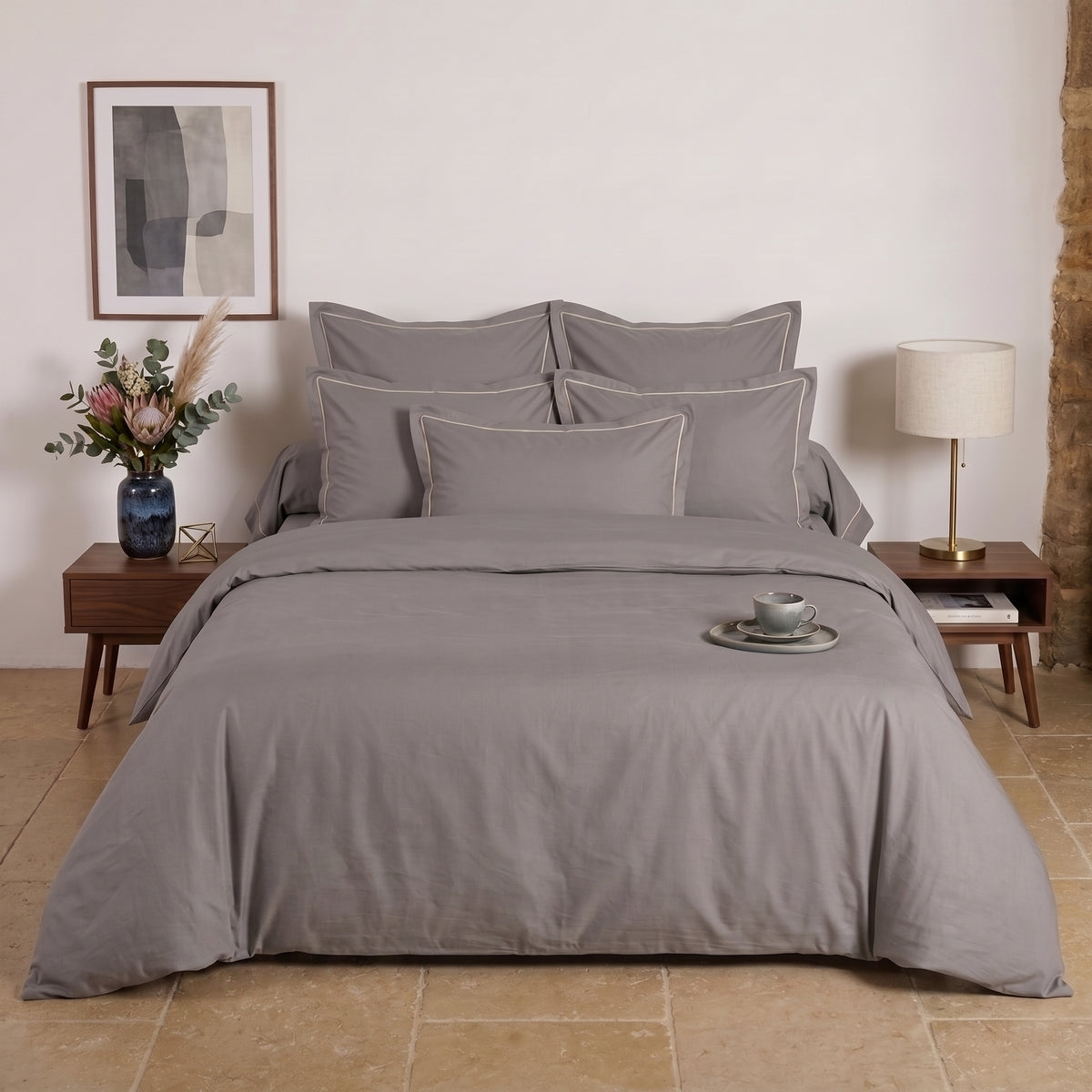 Housse de couette - Uni Percale de coton #Couleur_GRIS