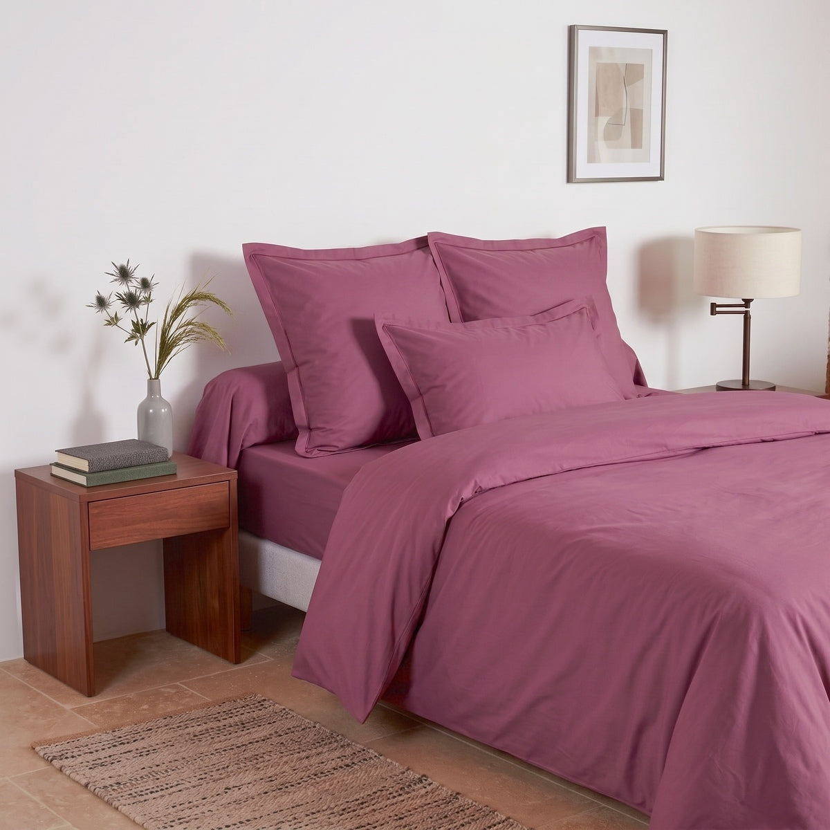 Housse de couette - Uni Percale de coton #Couleur_PRUNE