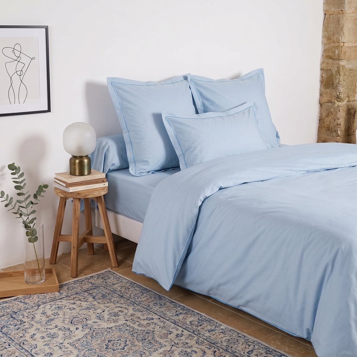 Taie d'oreiller - Uni Percale de coton #Couleur_HORIZON