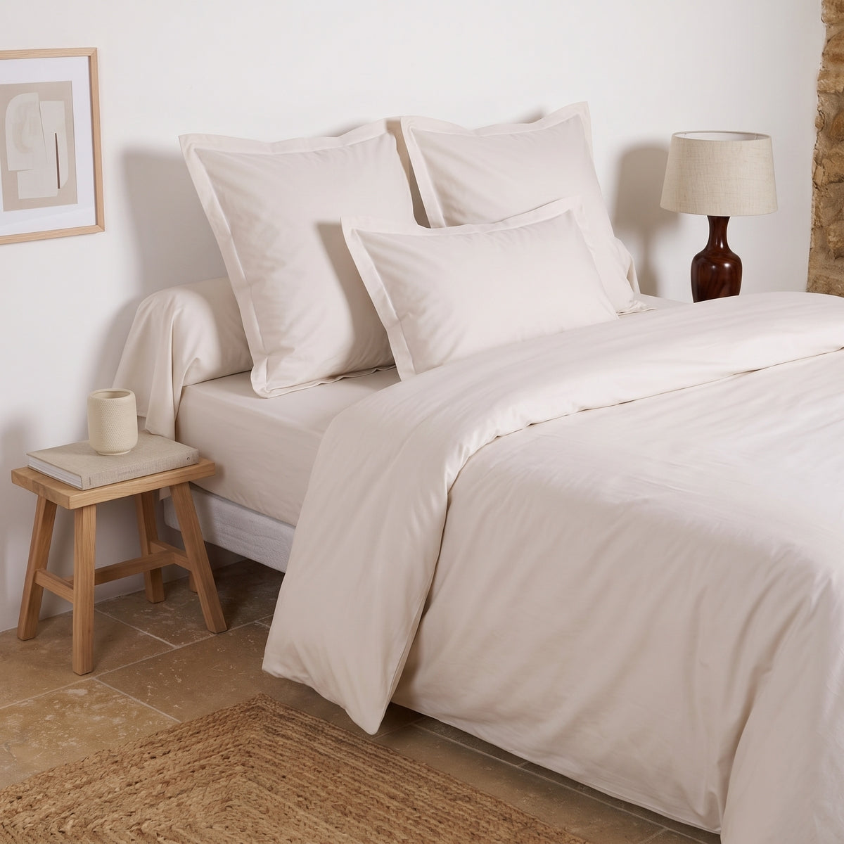 Taie de traversin - Uni Percale de coton #Couleur_PLATINIUM
