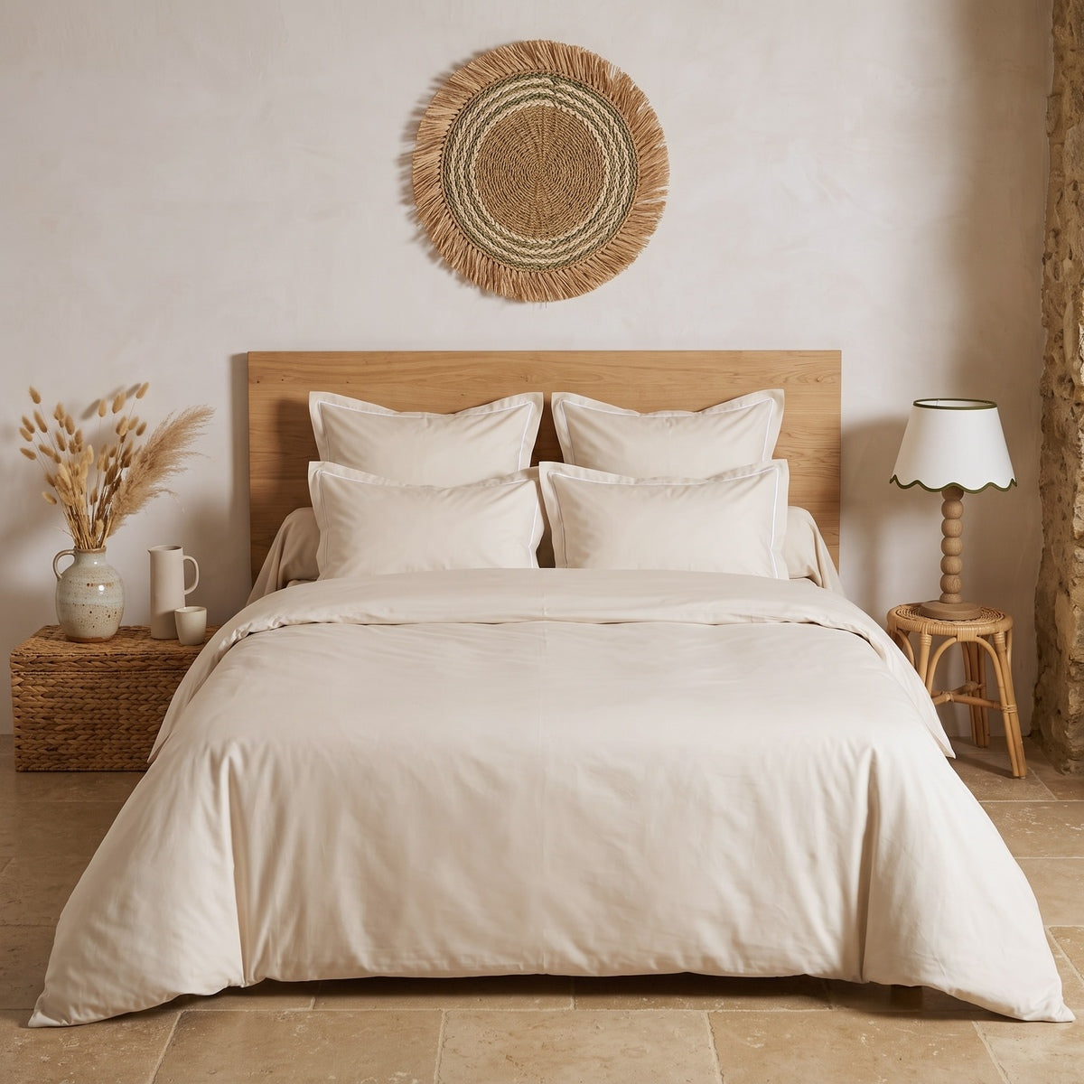 Drap housse - Uni Percale de coton #Couleur_NATUREL