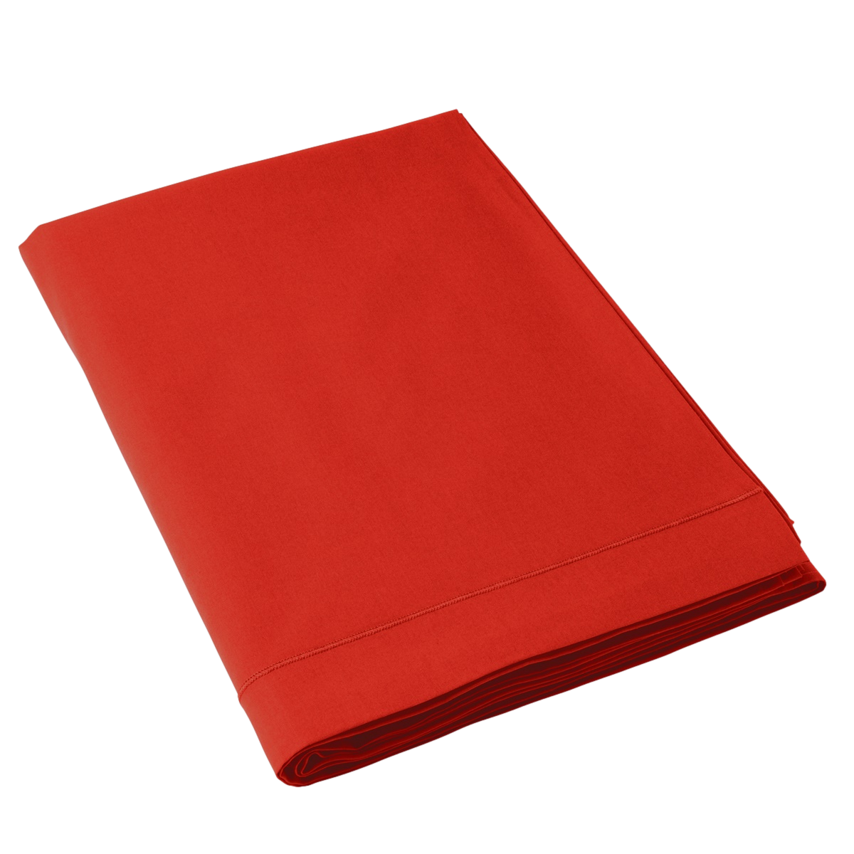 Drap Plat Coton 57 fils Nouvelle gamme Rouge capucine | Linge de lit | Tradition des Vosges #Couleur_ROUGE CAPUCINE