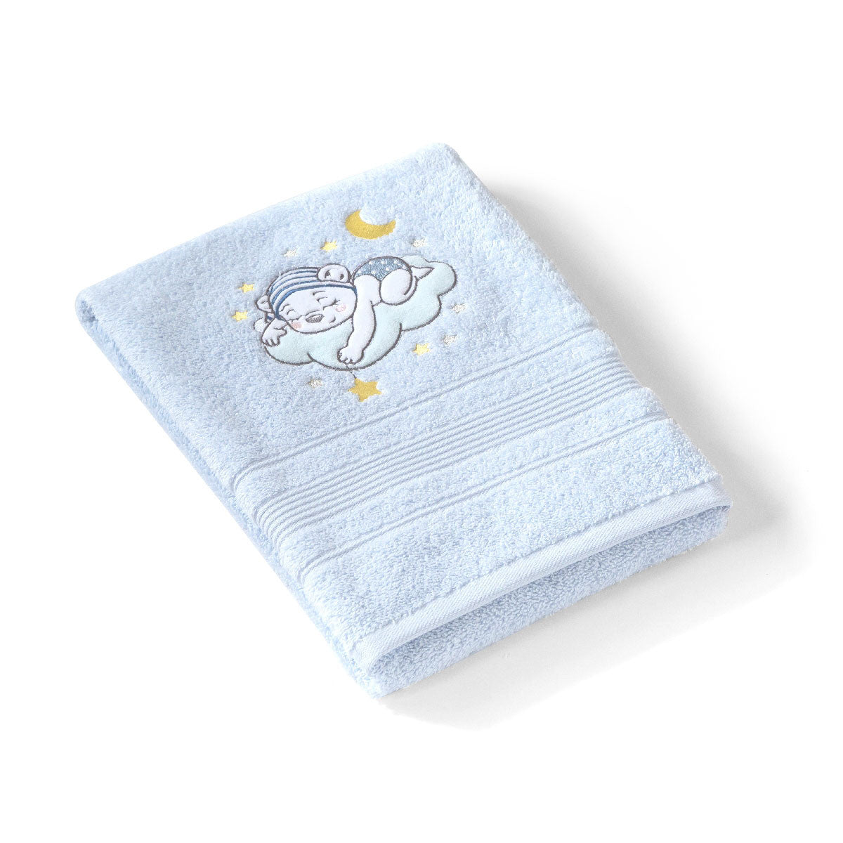 Serviette de toilette brodée 70x140 cm Katy| Linge de bain enfant | Tradition des Vosges #Couleur_BLEU