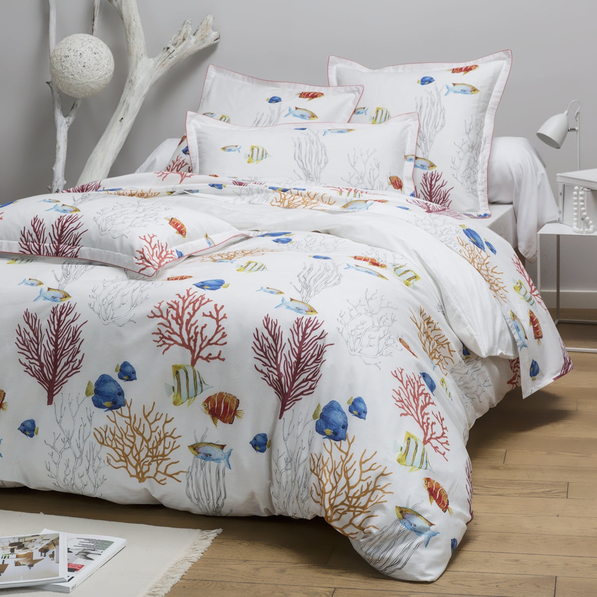 Drap plat percale de coton - Corail