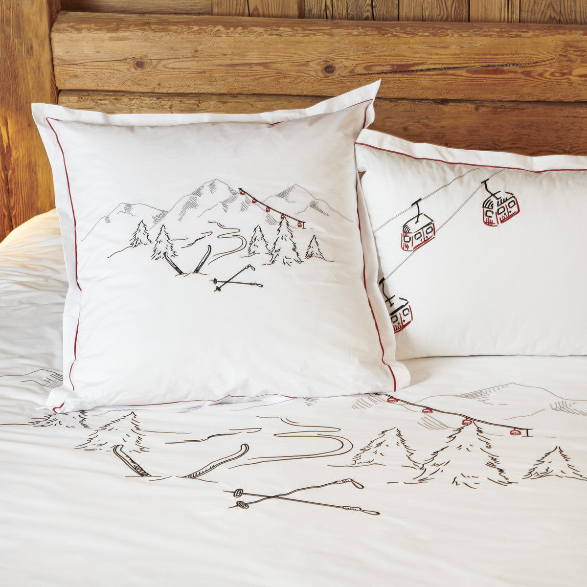 Taie d'oreiller Vosges - Percale de coton brodée #Couleur_BLANC
