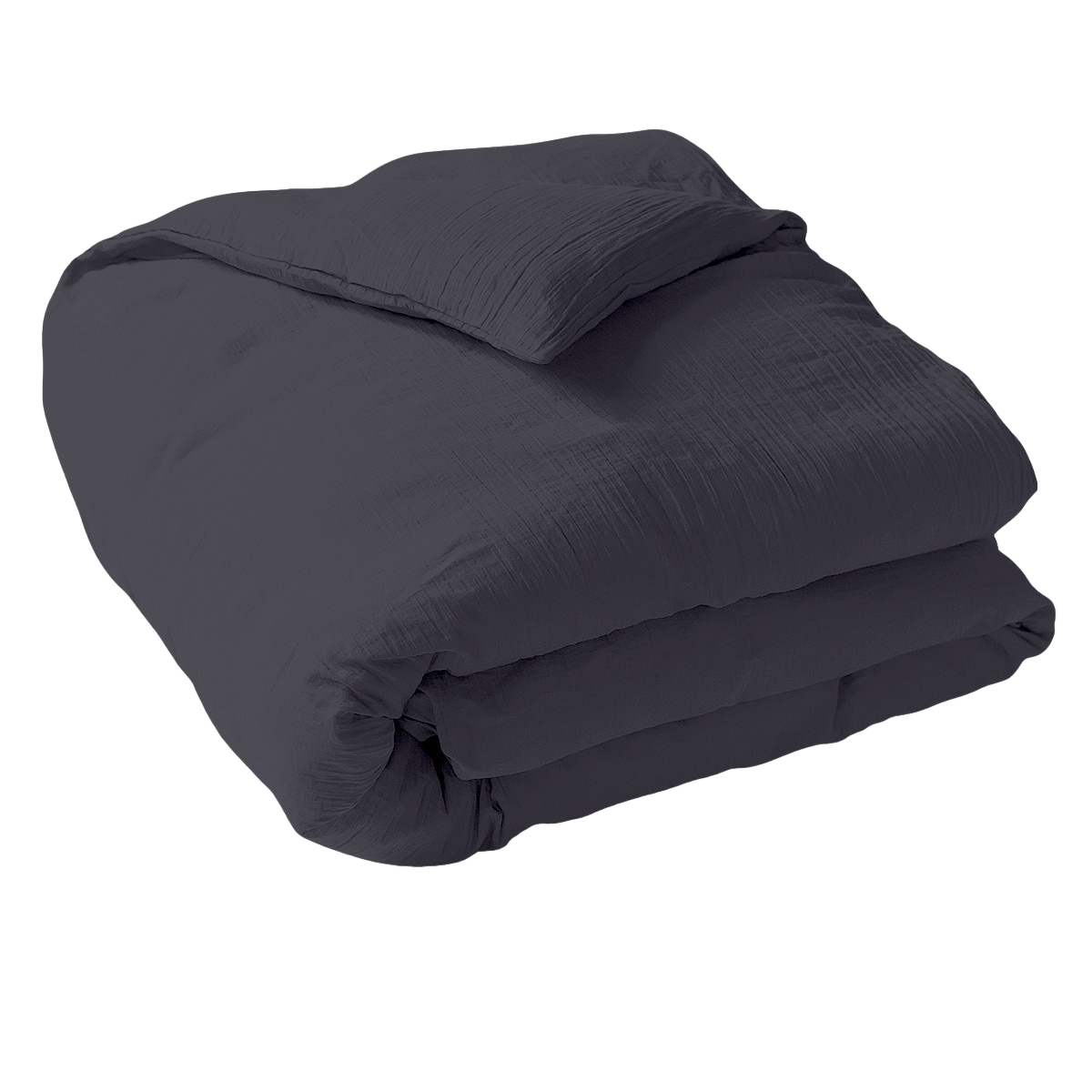 Housse de couette - Gaze de coton anthracite #Couleur_GRIS ANTHRACITE