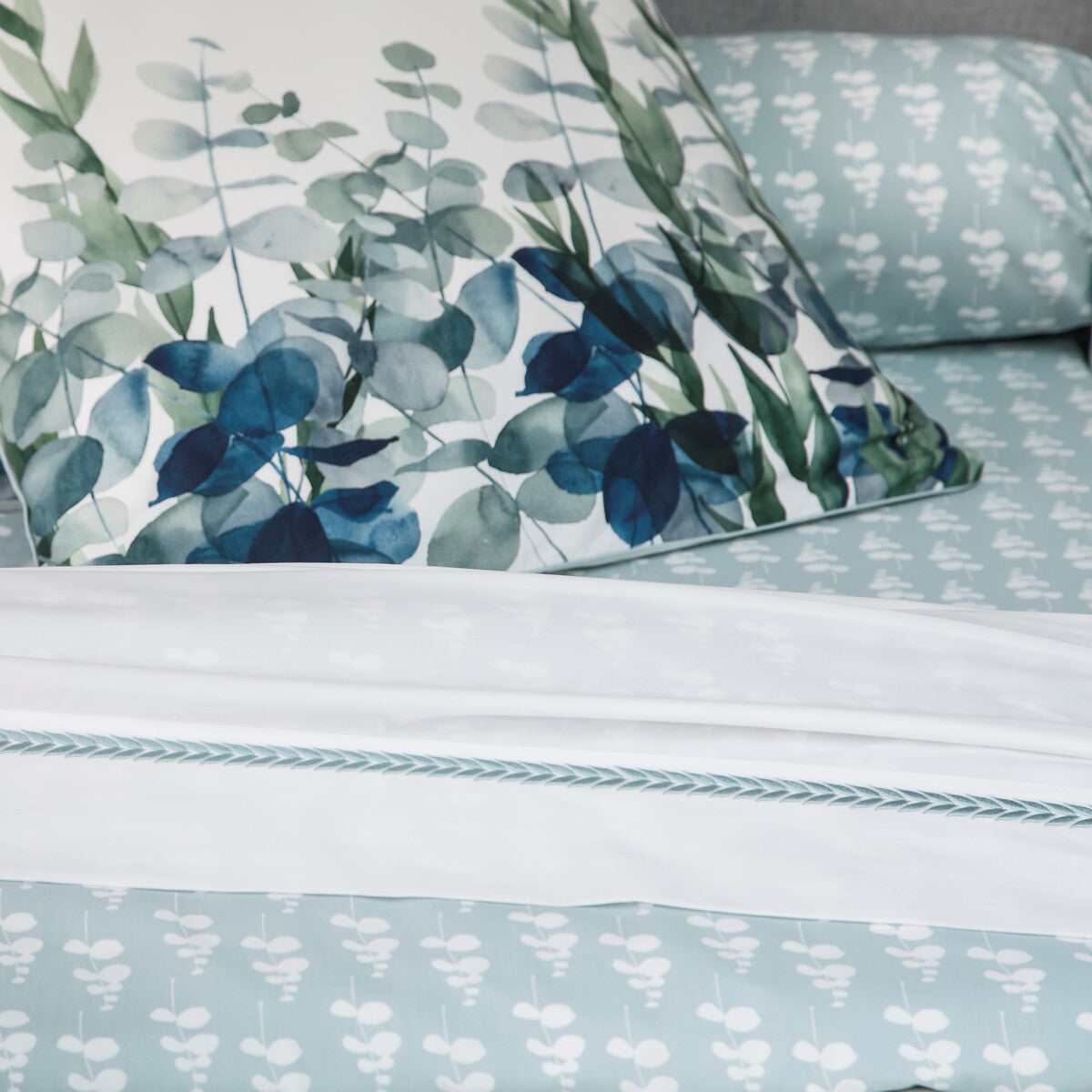 Drap-housse Eucalyptus - Percale de coton #Couleur_VERT