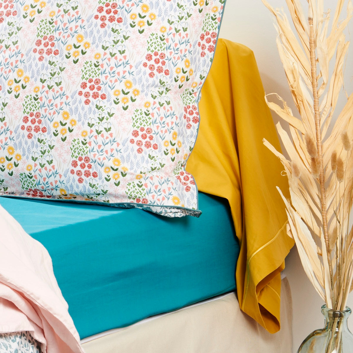 Taie de traversin - Uni Percale de coton #Couleur_OCRE