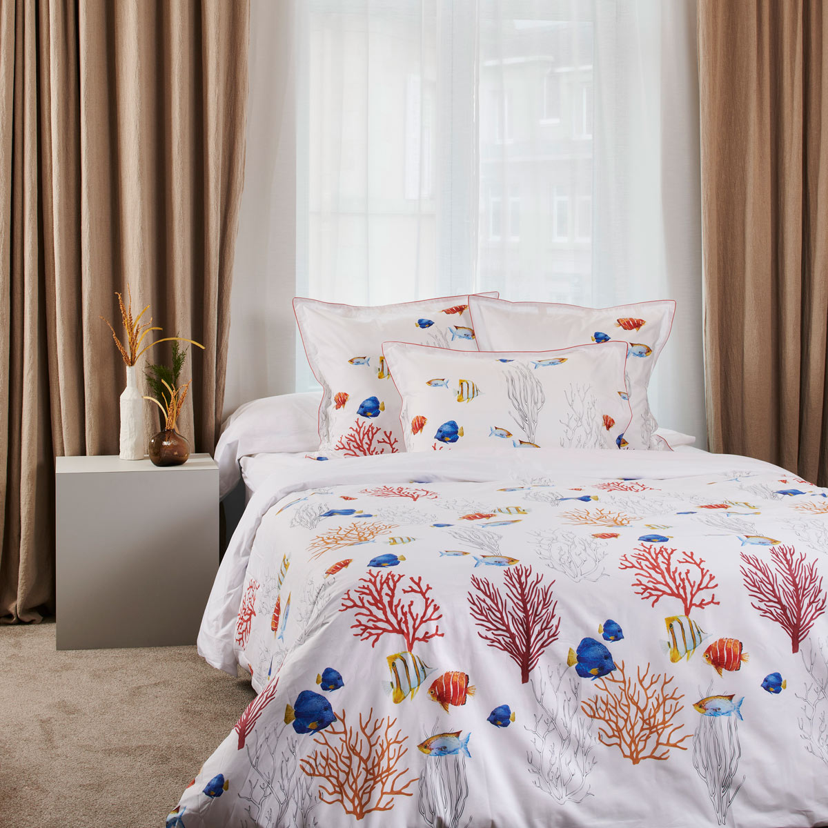 Housse Couette Corail - Percale de coton #Couleur_BLANC