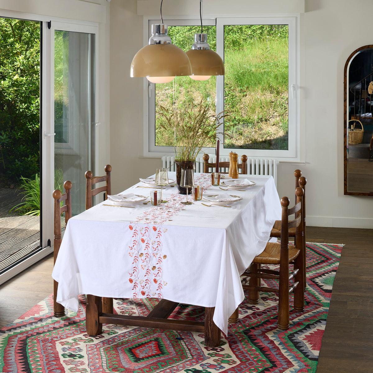 Nappe Floressa - Coton lavé brodé