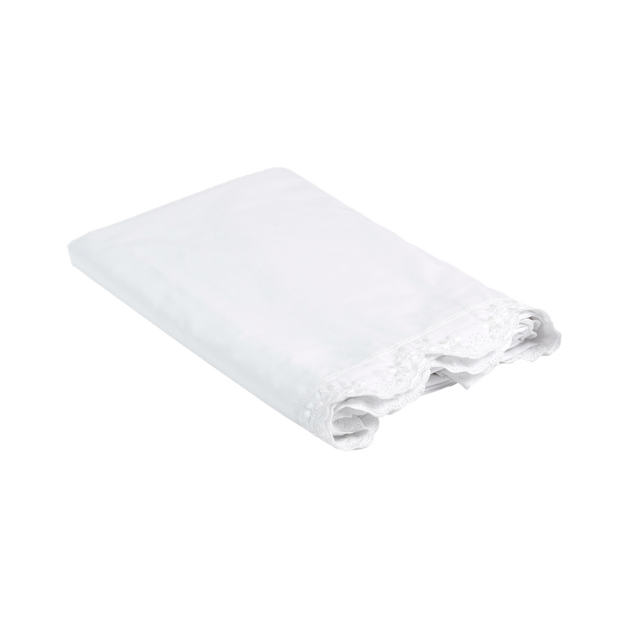 Drap plat brodée Héloïse - Percale de coton brodée
