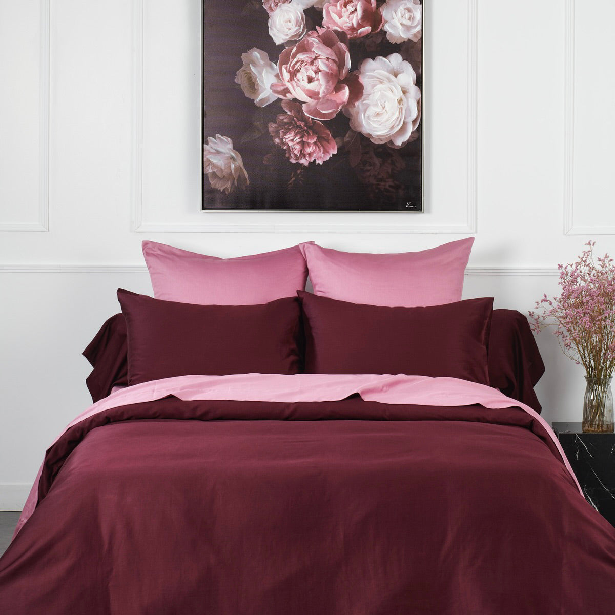 Housse de couette Douce Nuit - Satin de coton #Couleur_PRUNE