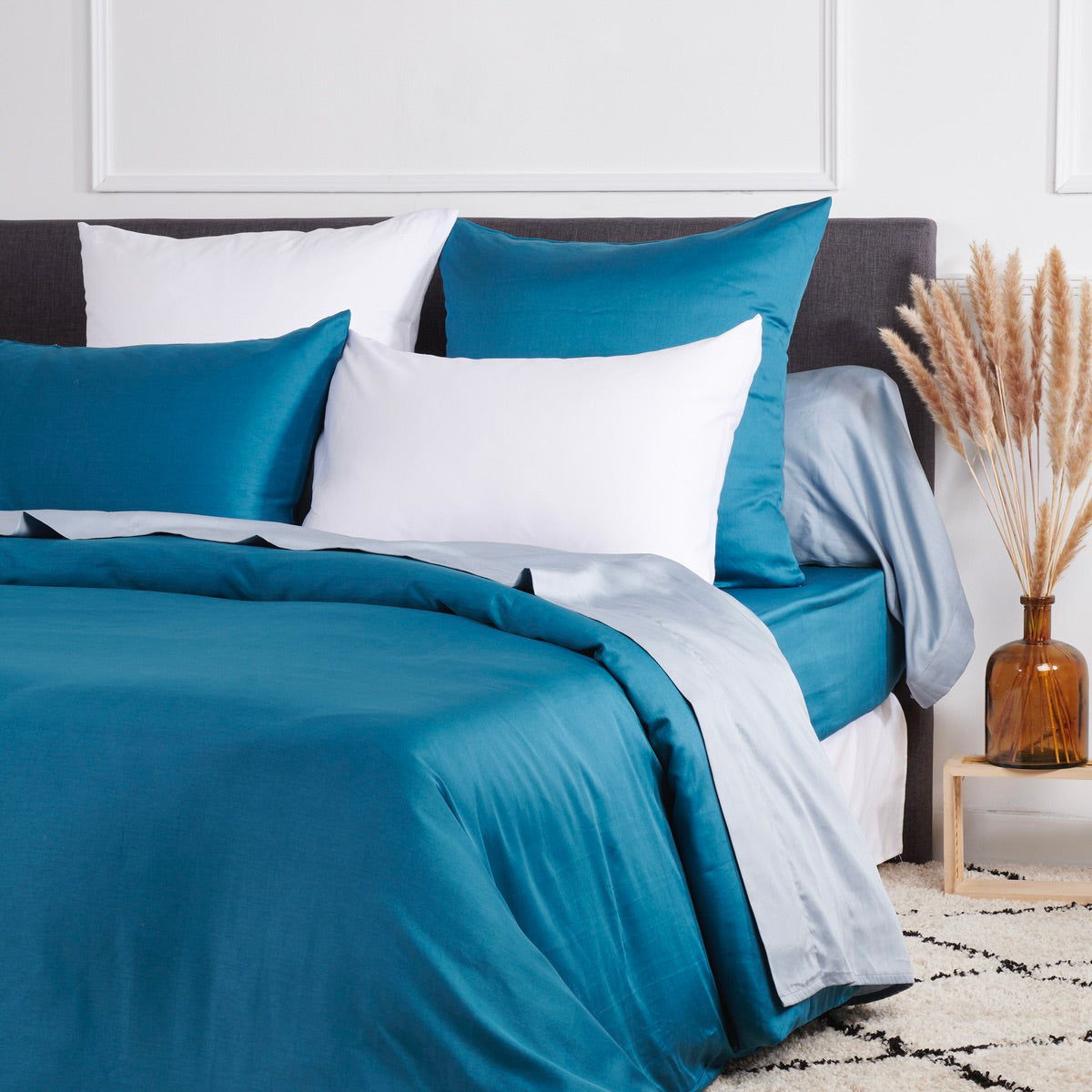 Housse de couette Douce Nuit - Satin de coton #Couleur_BLEU PAON