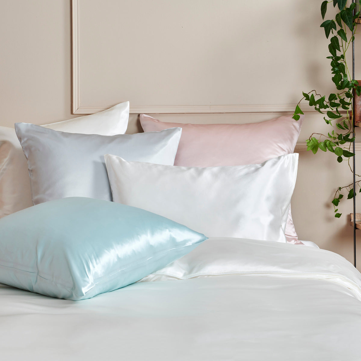 Taie d'oreiller - 100% soie de mûrier #Couleur_ROSE PALE SOIE