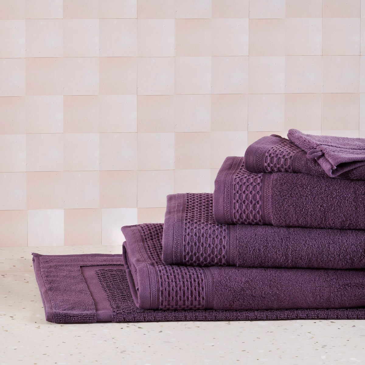 Serviette invité - Coton Zero Twist 500g/m² #Couleur_AUBERGINE